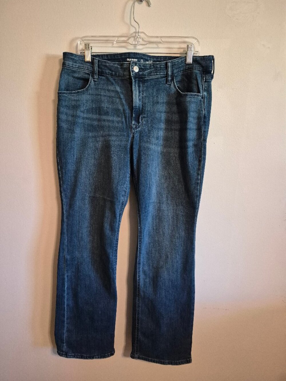 Old Navy Mid Rise Wow Boot Cut Dark Jean Size 14 Short